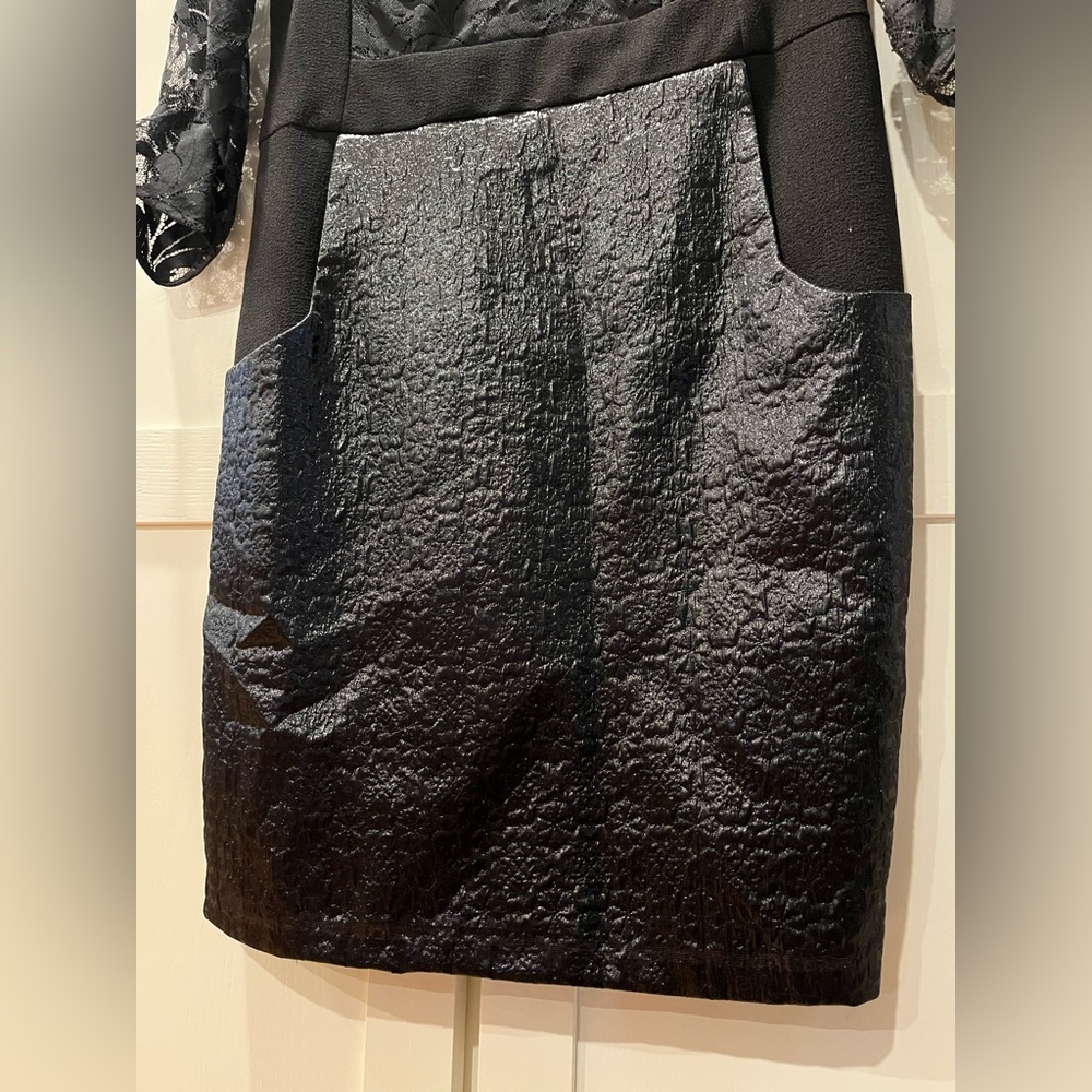 Nanette Lepore Women’s Size 8 Black Lace Dress Metallic Wool - Picture 4 of 8